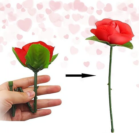 10Pcs Red Folding Rose/Rose Appearing Magic Tricks Flower Appearing Close Up Stage Street Magic, Magic Tricks, Magic Tricks for Adults in Saudi Arabia