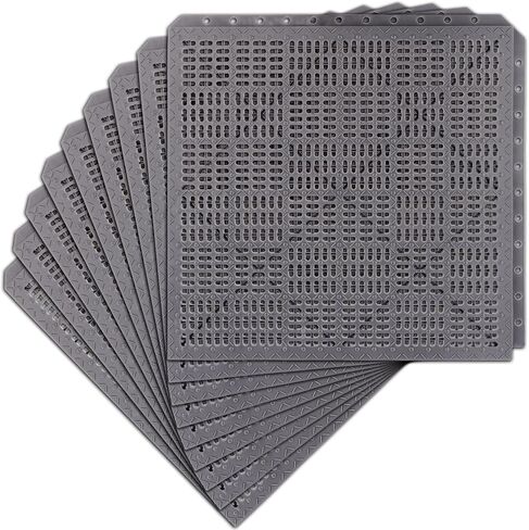 9 قطع بلاط صرف متشابك مقاس 30.48 سم × 30.48 سم، سجادات صرف غير قابلة للانزلاق، سجادة دش خارجية متشابكة مع فتحات تصريف للحمام على سطح حمام السباحة، رمادي in Kuwait