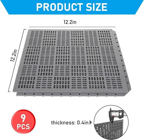 9 قطع بلاط صرف متشابك مقاس 30.48 سم × 30.48 سم، سجادات صرف غير قابلة للانزلاق، سجادة دش خارجية متشابكة مع فتحات تصريف للحمام على سطح حمام السباحة، رمادي in Kuwait