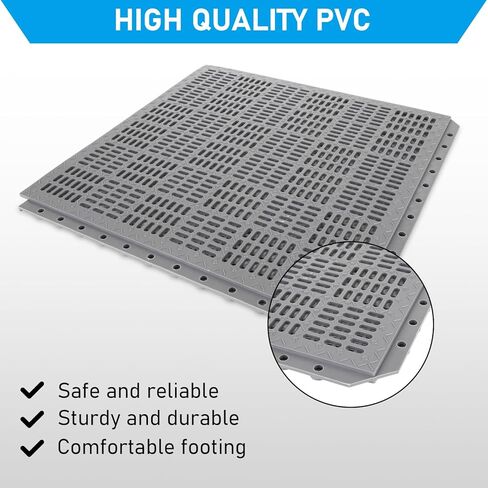 9 قطع بلاط صرف متشابك مقاس 30.48 سم × 30.48 سم، سجادات صرف غير قابلة للانزلاق، سجادة دش خارجية متشابكة مع فتحات تصريف للحمام على سطح حمام السباحة، رمادي in Kuwait