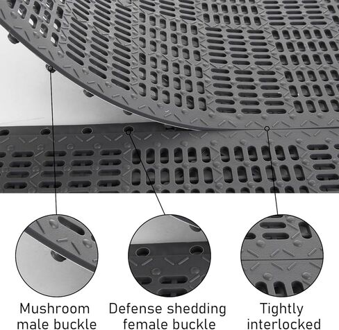 9 قطع بلاط صرف متشابك مقاس 30.48 سم × 30.48 سم، سجادات صرف غير قابلة للانزلاق، سجادة دش خارجية متشابكة مع فتحات تصريف للحمام على سطح حمام السباحة، رمادي in Kuwait