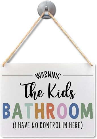 Ryeolo Kids Bathroom Decor, Boho the Kids Bathroom Warning Wood Signs Wall Hanging, Kids Bathroom Wall Decor, Toddler Boy Girl Bathroom Decor, Bathroom Decor for Kids, 10.2x7.8 Inches Wall Pediments in Saudi Arabia
