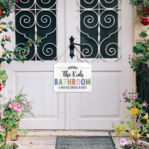 Ryeolo Kids Bathroom Decor, Boho the Kids Bathroom Warning Wood Signs Wall Hanging, Kids Bathroom Wall Decor, Toddler Boy Girl Bathroom Decor, Bathroom Decor for Kids, 10.2x7.8 Inches Wall Pediments in Saudi Arabia