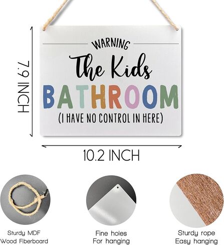 Ryeolo Kids Bathroom Decor, Boho the Kids Bathroom Warning Wood Signs Wall Hanging, Kids Bathroom Wall Decor, Toddler Boy Girl Bathroom Decor, Bathroom Decor for Kids, 10.2x7.8 Inches Wall Pediments in Saudi Arabia