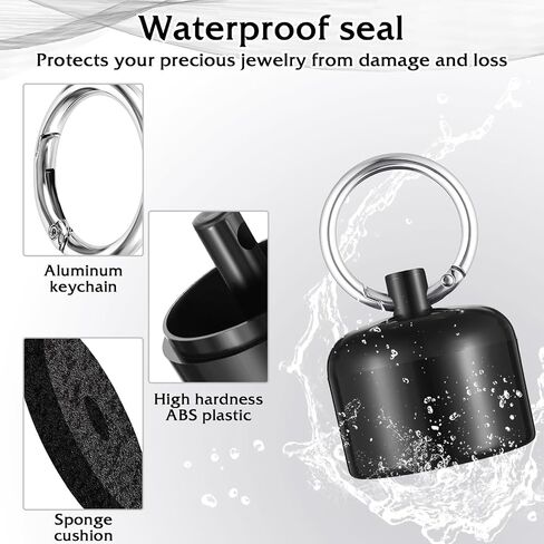 2Pcs Jewelry Ring Holder Keychain, Small Travel Jewelry Case Travel Pill Box Keychain Ring Holder for Earrings, Rings, Necklaces Man and Women（Black and White） in Saudi Arabia