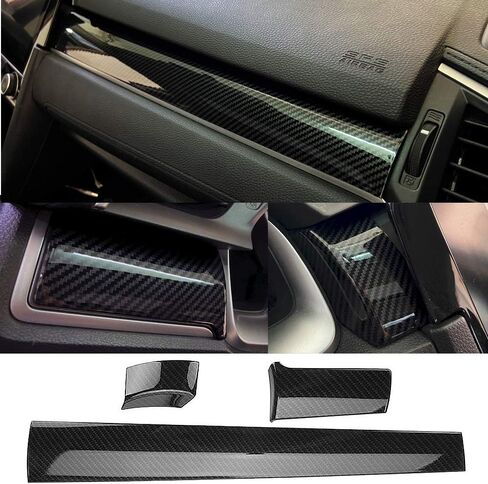 Carbon Fiber Grain Interior Center Control Dashboard Stripe Cover Trim Panel for Honda 10th Gen Civic 2016 2017 2018 2019 2020 2021 in Saudi Arabia