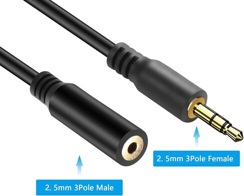 CERRXIAN 2Pack 2.5mm TRS Extension Audio Male to Female Aux Adapter Coiled Cord for Camcorder, Camera,Camera Remote,Headphone,IR Blaster & IR Emitter - 3ft (Angle to Straight) in Saudi Arabia