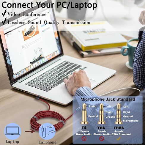 كابل تمديد سماعة الرأس 10 أقدام 3.5 مم كابل تمديد ذكر إلى أنثى 4 أقطاب Aux Audio Mic Extend TRRS Mini Jack سلك ستيريو طويل 3.5 مم كابل TRRS لسماعات الرأس مع ميكروفون ومكبرات الصوت in Kuwait