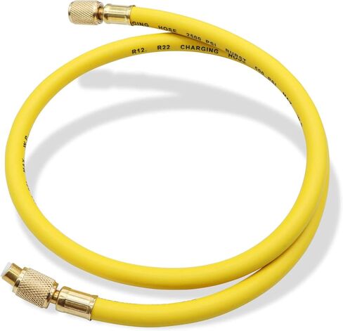 خرطوم شحن مبرد من Wulankd 1/4 SAE، طول 2.95 قدم، أنبوب تبريد HVAC 500PSI، لصيانة تبريد مكيف الهواء المنزلي، أصفر in Kuwait