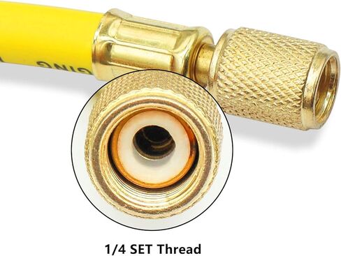 خرطوم شحن مبرد من Wulankd 1/4 SAE، طول 2.95 قدم، أنبوب تبريد HVAC 500PSI، لصيانة تبريد مكيف الهواء المنزلي، أصفر in Kuwait