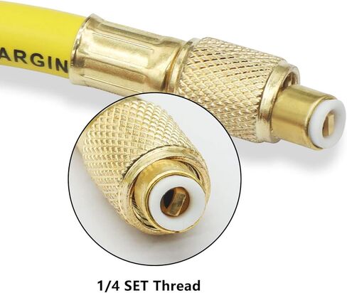 خرطوم شحن مبرد من Wulankd 1/4 SAE، طول 2.95 قدم، أنبوب تبريد HVAC 500PSI، لصيانة تبريد مكيف الهواء المنزلي، أصفر in Kuwait