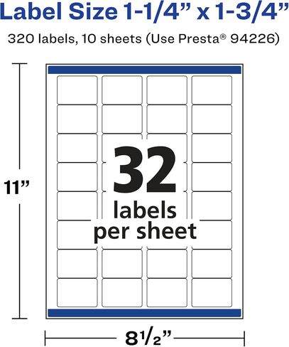Avery Durable Waterproof Rectangle Labels with Sure Feed, 1.25" x 1.75", 320 Oil and Tear-Resistant Waterproof Labels, Laser/Pigment-Based Inkjet Printable Labels in Saudi Arabia