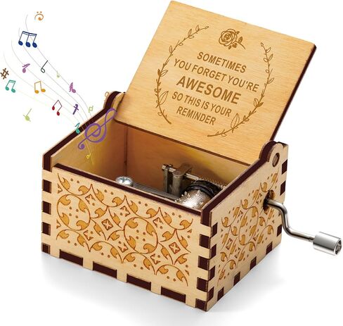 هدايا ملهمة للنساء، هدايا تقدير الصداقة في عيد الأم وعيد الميلاد والتخرج، هدية صندوق موسيقى خشبي منقوش فريد لصديقتها المفضلة in Kuwait