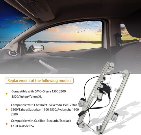 Front Left Driver Side Power Window Regulator & Motor Assembly Compatible with Cadillac Escalade/Chevrolet-Silverado Suburban Avalanche Tahoe/GMC-Sierra Yukon,Replace for 741-644 15101785 in Saudi Arabia