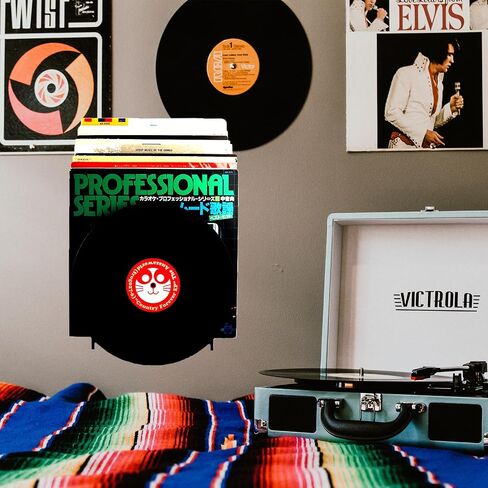 QIXIN Vinyl record holder Vinyl Record display rack Wall MountStepped acrylic Vinyl record stowagerack (Black) in Saudi Arabia