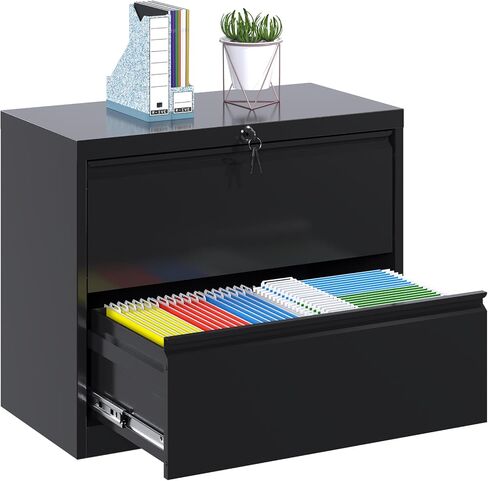 Metal Lateral File Cabinet, Metal 2 Drawer File Cabinet with Lock, Ins Design Home Office Storage File Cabinet for Letter/Legal/A4 Size, Assembly Required in Saudi Arabia