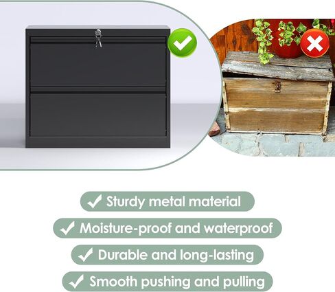 Metal Lateral File Cabinet, Metal 2 Drawer File Cabinet with Lock, Ins Design Home Office Storage File Cabinet for Letter/Legal/A4 Size, Assembly Required in Saudi Arabia