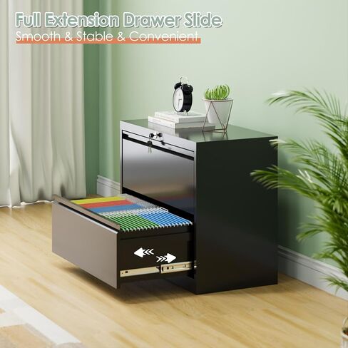 Metal Lateral File Cabinet, Metal 2 Drawer File Cabinet with Lock, Ins Design Home Office Storage File Cabinet for Letter/Legal/A4 Size, Assembly Required in Saudi Arabia