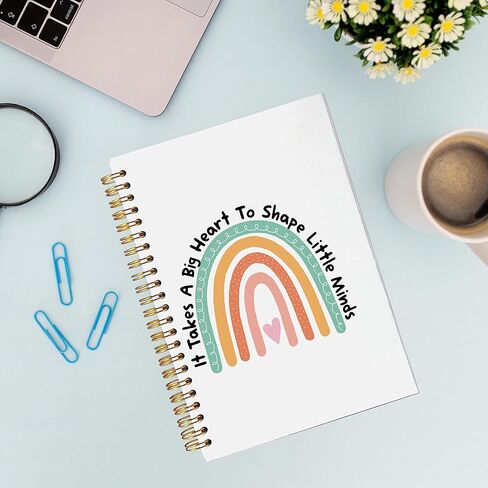 هدايا تقدير المعلم دفتر ملاحظات حلزوني مقاس 5.5 × 8.3 بوصة، يتطلب الأمر قلبًا كبيرًا لتشكيل العقول الصغيرة دفتر ملاحظات حلزوني مبطن بقوس قزح، شكرًا لك على الهدايا للمعلم in Kuwait