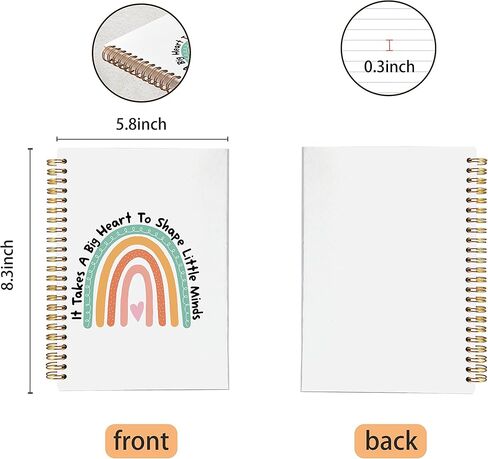 هدايا تقدير المعلم دفتر ملاحظات حلزوني مقاس 5.5 × 8.3 بوصة، يتطلب الأمر قلبًا كبيرًا لتشكيل العقول الصغيرة دفتر ملاحظات حلزوني مبطن بقوس قزح، شكرًا لك على الهدايا للمعلم in Kuwait