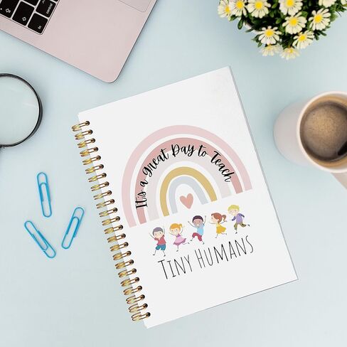 هدايا تقدير المعلم دفتر ملاحظات حلزوني مقاس 5.5 × 8.3 بوصة، يتطلب الأمر قلبًا كبيرًا لتشكيل العقول الصغيرة دفتر ملاحظات حلزوني مبطن بقوس قزح، شكرًا لك على الهدايا للمعلم in Kuwait