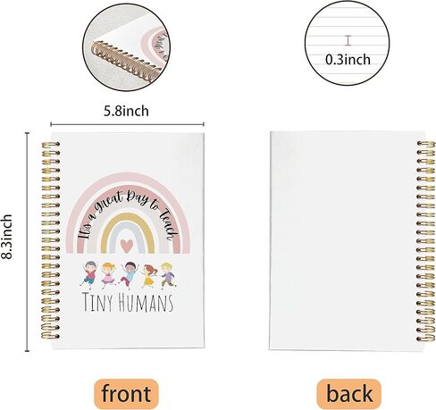 هدايا تقدير المعلم دفتر ملاحظات حلزوني مقاس 5.5 × 8.3 بوصة، يتطلب الأمر قلبًا كبيرًا لتشكيل العقول الصغيرة دفتر ملاحظات حلزوني مبطن بقوس قزح، شكرًا لك على الهدايا للمعلم in Kuwait
