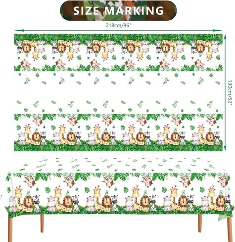 KEFAN 4 Pieces Jungle Animal Tablecloth Party Supplies, Wild Animals Party Decorations, Woodland Animals Table Cover for Kids Jungle Safari Theme Birthday Party Baby Shower Supplies, 54 X 108 Inch in Kuwait