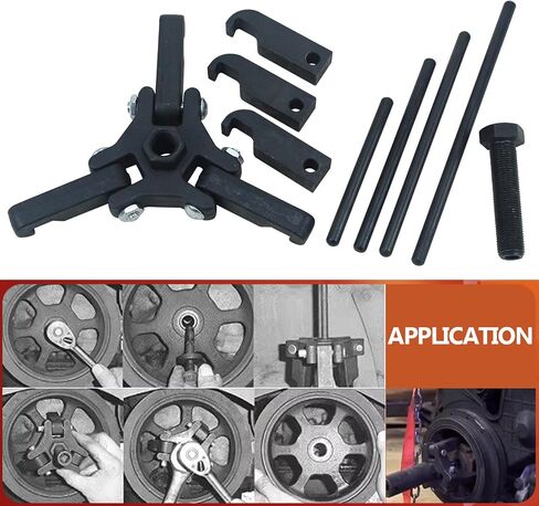 Harmonic Balancer Damper Pulley Puller Tool Remover Extractor Kit Compatible with Ford, GM, Chrysler, Cadillac, Chevy Trucks, Mitsubishi, with Upgraded Version 3 Thin Jaw Puller in Saudi Arabia