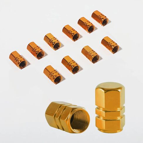 12 عبوة من أغطية جذع صمام إطارات السيارة، أغطية صمامات الإطارات محكمة الغلق مقاومة للغبار، أغطية صمام العجلة، غطاء إطارات السيارة مقاوم للغبار، مناسب عالمي للسيارات وسيارات الدفع الرباعي والدراجات والدراجات النارية (ذهبي) in Kuwait