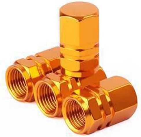 12 عبوة من أغطية جذع صمام إطارات السيارة، أغطية صمامات الإطارات محكمة الغلق مقاومة للغبار، أغطية صمام العجلة، غطاء إطارات السيارة مقاوم للغبار، مناسب عالمي للسيارات وسيارات الدفع الرباعي والدراجات والدراجات النارية (ذهبي) in Kuwait