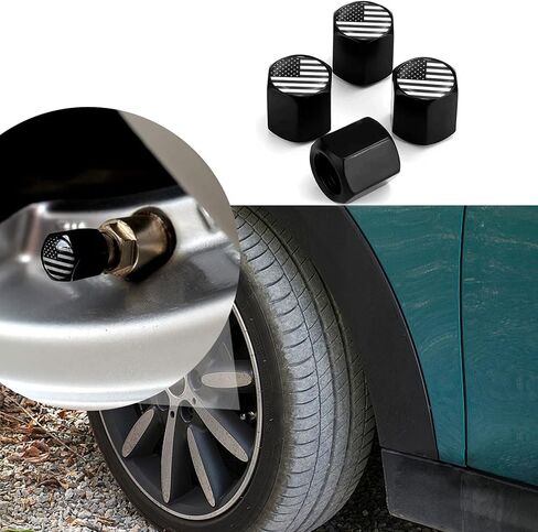 أغطية جذعية صمام إطارات السيارة، أغطية جذعية عالمية لأغطية إطارات السيارات، سيارات الدفع الرباعي، الدراجة، الشاحنات والدراجات النارية، أغطية الإطارات 4 عبوات (أسود E) in Kuwait