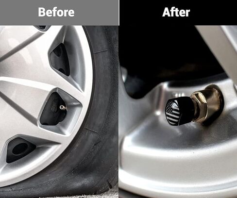 أغطية جذعية صمام إطارات السيارة، أغطية جذعية عالمية لأغطية إطارات السيارات، سيارات الدفع الرباعي، الدراجة، الشاحنات والدراجات النارية، أغطية الإطارات 4 عبوات (أسود E) in Kuwait