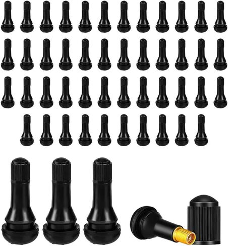 50PCS TR413 Tubeless Tire Valve Stem Covers, Rubber Snap-in Auto Wheel Valve Stem Caps, Universal Standard Length Valve Stem Cover Replacement for Most Cars Rim Holes in Saudi Arabia
