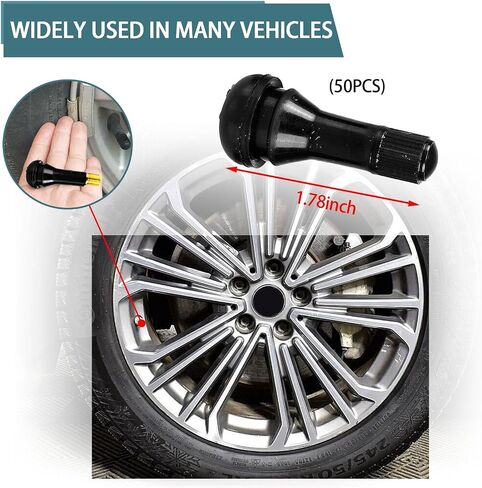 50PCS TR413 Tubeless Tire Valve Stem Covers, Rubber Snap-in Auto Wheel Valve Stem Caps, Universal Standard Length Valve Stem Cover Replacement for Most Cars Rim Holes in Saudi Arabia