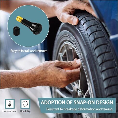 50PCS TR413 Tubeless Tire Valve Stem Covers, Rubber Snap-in Auto Wheel Valve Stem Caps, Universal Standard Length Valve Stem Cover Replacement for Most Cars Rim Holes in Saudi Arabia