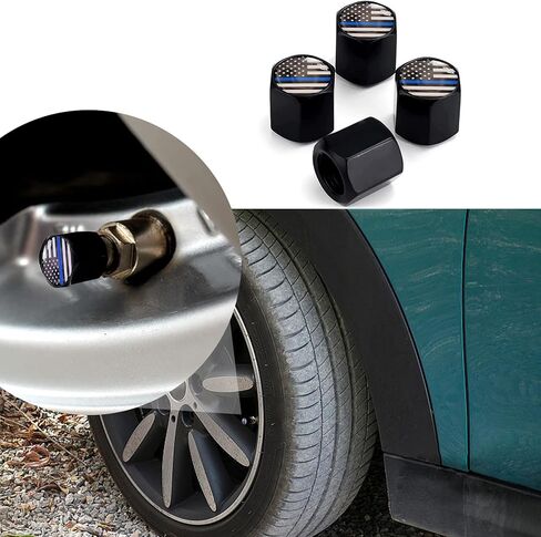 أغطية جذعية صمام إطارات السيارة، أغطية جذعية عالمية لأغطية إطارات السيارات، سيارات الدفع الرباعي، الدراجة، الشاحنات والدراجات النارية، أغطية الإطارات 4 عبوات (أسود E) in Kuwait