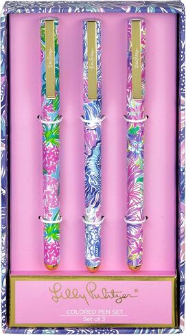Lilly Pulitzer Colored Pen Set of 3, Includes Pink/Blue/Green Ink, Shade Seekers (Assorted) in Saudi Arabia
