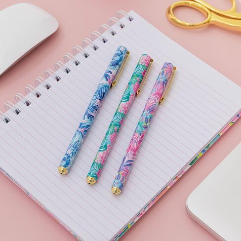 Lilly Pulitzer Colored Pen Set of 3, Includes Pink/Blue/Green Ink, Shade Seekers (Assorted) in Saudi Arabia