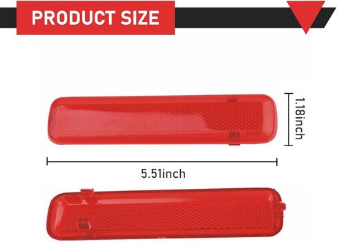 2 PCS Car Door Interior Panel Reflector, 5.51" x 1.18" Safety Warning Modification Board, Replaces OEM Number 15183155, 15183156 Accessories, for Silverado Chevrolet GMC 2003-2007 (Red) in Saudi Arabia