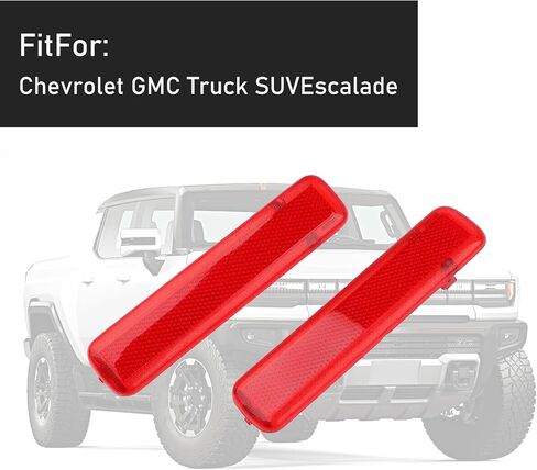 2 PCS Car Door Interior Panel Reflector, 5.51" x 1.18" Safety Warning Modification Board, Replaces OEM Number 15183155, 15183156 Accessories, for Silverado Chevrolet GMC 2003-2007 (Red) in Saudi Arabia