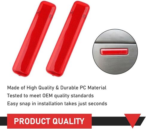 2 PCS Car Door Interior Panel Reflector, 5.51" x 1.18" Safety Warning Modification Board, Replaces OEM Number 15183155, 15183156 Accessories, for Silverado Chevrolet GMC 2003-2007 (Red) in Saudi Arabia