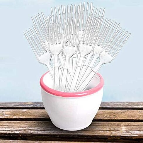 Oojami Heavy Weight Clear Plastic Forks (400 Pack) - Disposable Cutlery for Parties and Events in Saudi Arabia