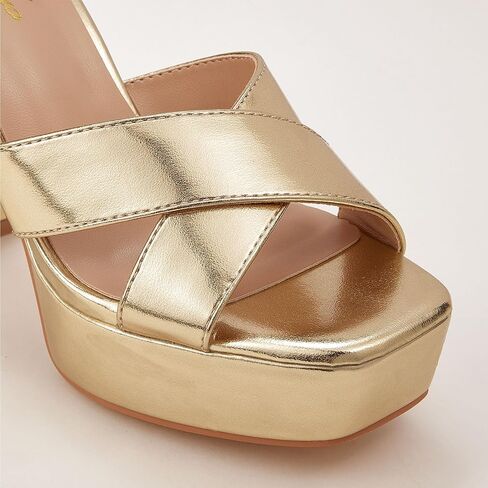 GENSHUO Women's Platform Chunky Heel Sandals 4.7 Inches Open Square Toe Heels with Ankle Strap Dress Wedding Party Shoes in Saudi Arabia
