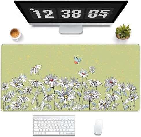 RLAVBL Large Desk Mat, 31.5x15.7 inches, Waterproof Non-Slip Mouse Pad for Keyboard and Mouse, Green Floral Pattern in Saudi Arabia