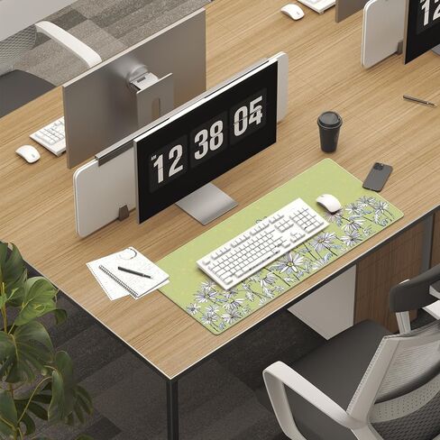RLAVBL Large Desk Mat, 31.5x15.7 inches, Waterproof Non-Slip Mouse Pad for Keyboard and Mouse, Green Floral Pattern in Saudi Arabia