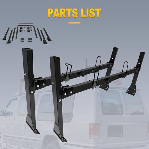 OCPTY Extendable Pick-Up Truck Ladder Rack Van Roof Mount 78.8" Steel Ladder Rack for Chevy Express 1996-2018 with Rain Gutters (The Van Rack Needs to be drilled) 2 Bars Set - Black,800lbs Capacity in Saudi Arabia