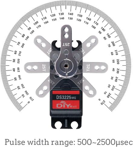 DS3225 25kg RC Servo 270 Degree High Torque Full Metal Gear 6V Digital Servo Motor with 25T Arm Servo Horn for DIY Baja Cars Control (Pack of 2 Sets) in Saudi Arabia