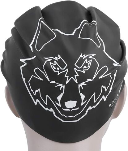2Pcs Swimming hat Silicone Swimming Cover Cartoon Cute Universal Type Waterproof Comfy Bathing Cover for Children Woman Man(Wolf Head) in Saudi Arabia