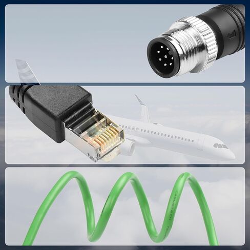 CERRXIAN M12 to RJ45 Ethernet Cable, M12 8 Pin A Code Male to RJ45 Male Cat5e Industrial Ethernet Shielded Cable SFTP 4PR 26AWG 3.2Ft in Saudi Arabia