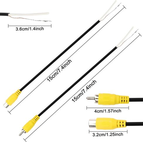 XMSJSIY RCA/AV Audio Pigtail Cable Bare Wire,RCA Male/Female Plug Open End Connector Adapter Replacement Repair for Amplifier Receiver Speakers-20cm/7.8inch 4pcs in Saudi Arabia